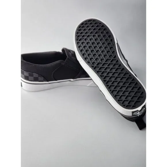 Vans Big Kid's Black Checkerboard Slip-On Sneakers Shoes Size 4 - Picture 8 of 12